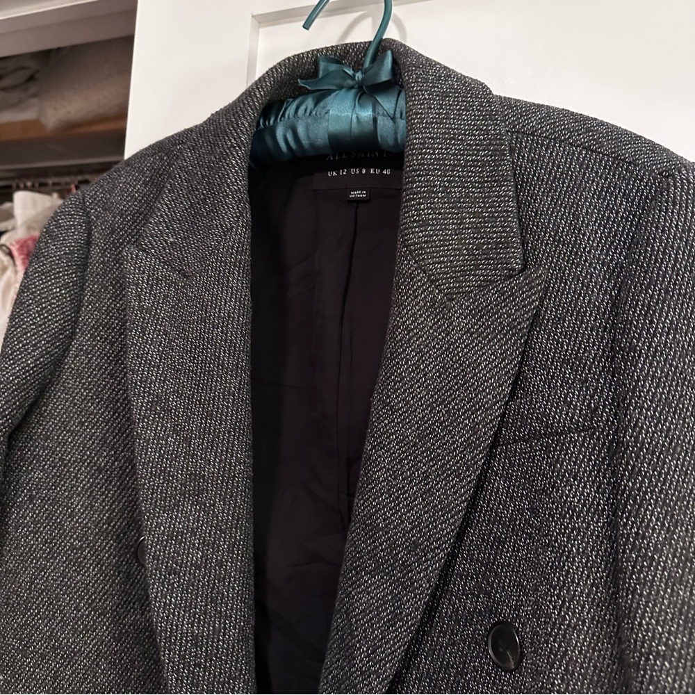All Saints Isla Herringbone Wool Blazer US 8 - Picture 4 of 7
